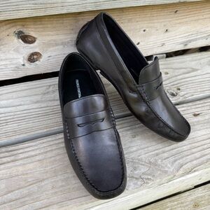 Franco Fortini Daven Black Leather Loafer Penny Driver Preppy Business Mens 8.5